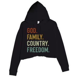 God Family Country Freedom Retro Patriotic Christian Values Cool Gift Crop Fleece Hoodie