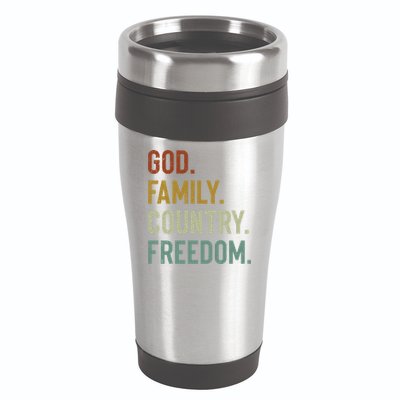 God Family Country Freedom Retro Patriotic Christian Values Cool Gift 16oz Travel Tumbler