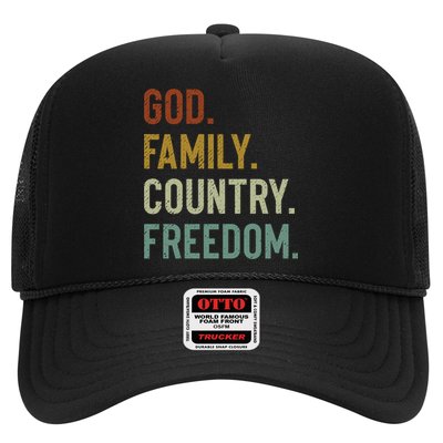 God Family Country Freedom Retro Patriotic Christian Values Cool Gift Trucker Hat