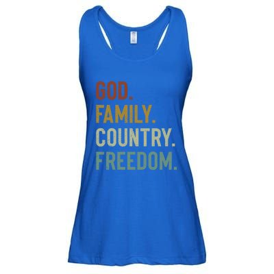 God Family Country Freedom Retro Patriotic Christian Values Cool Gift Ladies Essential Flowy Tank