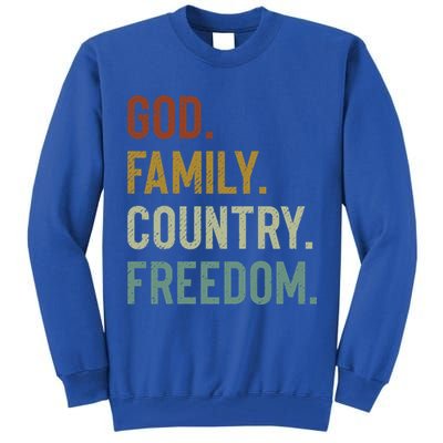 God Family Country Freedom Retro Patriotic Christian Values Cool Gift Tall Sweatshirt