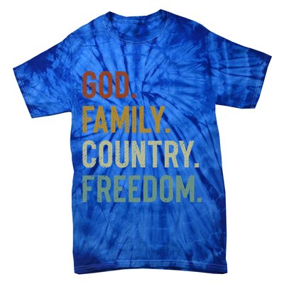 God Family Country Freedom Retro Patriotic Christian Values Cool Gift Tie-Dye T-Shirt
