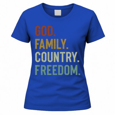 God Family Country Freedom Retro Patriotic Christian Values Cool Gift Women's T-Shirt