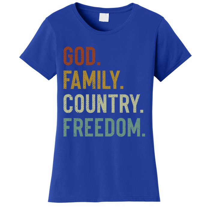 God Family Country Freedom Retro Patriotic Christian Values Cool Gift Women's T-Shirt