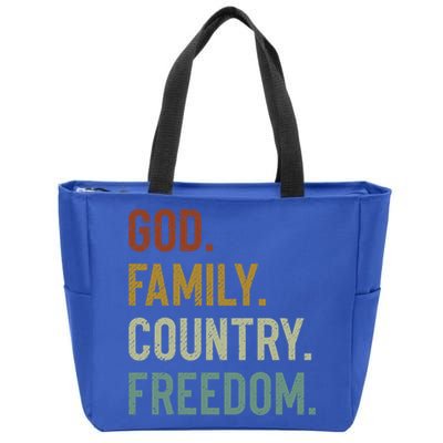 God Family Country Freedom Retro Patriotic Christian Values Cool Gift Zip Tote Bag