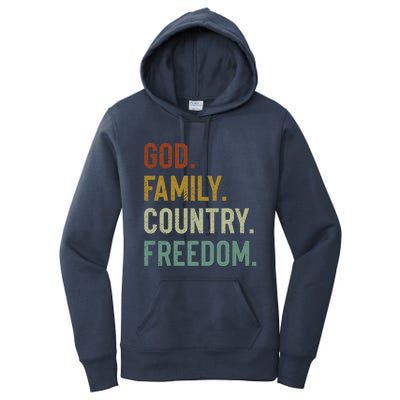 God Family Country Freedom Retro Patriotic Christian Values Cool Gift Women's Pullover Hoodie