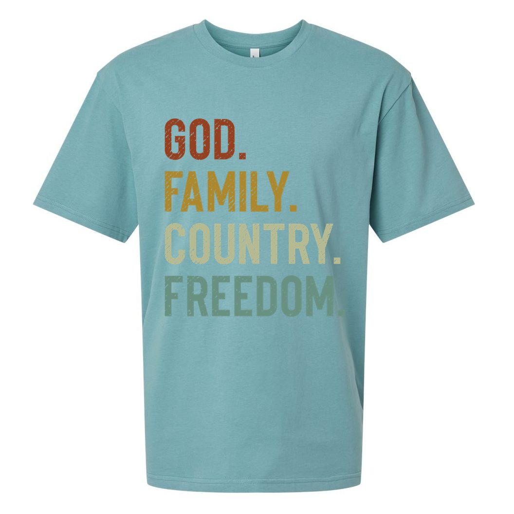 God Family Country Freedom Retro Patriotic Christian Values Cool Gift Sueded Cloud Jersey T-Shirt