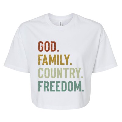 God Family Country Freedom Retro Patriotic Christian Values Cool Gift Bella+Canvas Jersey Crop Tee