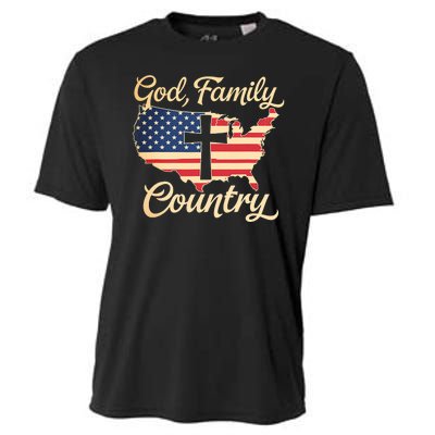 God Family Country Faith Cross Usa Patriotic Cooling Performance Crew T-Shirt