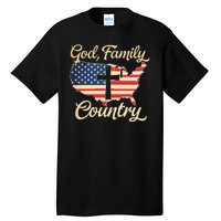 God Family Country Faith Cross Usa Patriotic Tall T-Shirt