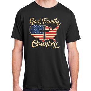 God Family Country Faith Cross Usa Patriotic Adult ChromaSoft Performance T-Shirt