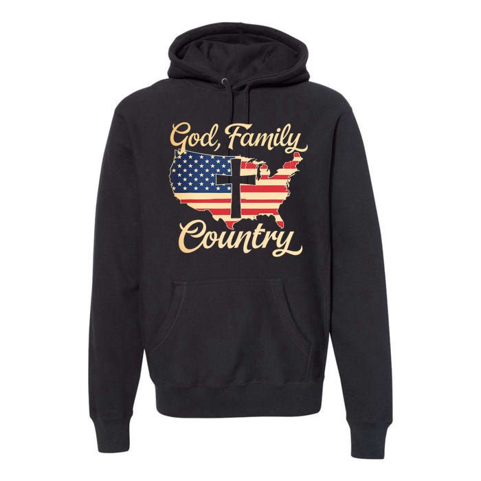 God Family Country Faith Cross Usa Patriotic Premium Hoodie