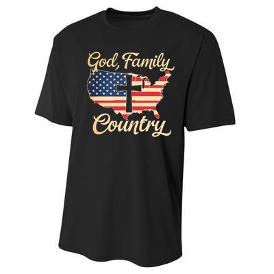 God Family Country Faith Cross Usa Patriotic Performance Sprint T-Shirt