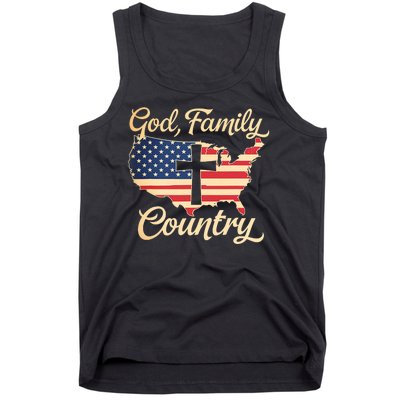 God Family Country Faith Cross Usa Patriotic Tank Top