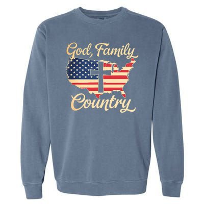 God Family Country Faith Cross Usa Patriotic Garment-Dyed Sweatshirt