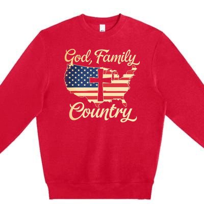 God Family Country Faith Cross Usa Patriotic Premium Crewneck Sweatshirt