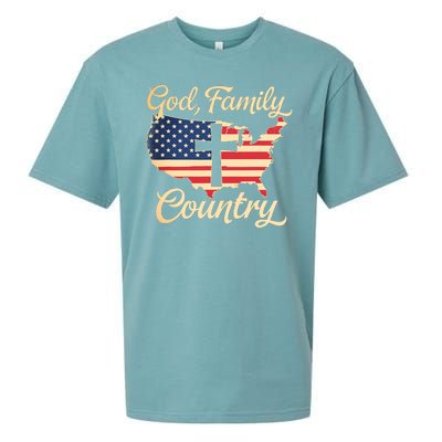 God Family Country Faith Cross Usa Patriotic Sueded Cloud Jersey T-Shirt