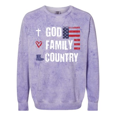 God Family Country Patriotic Veteran Soldier Memorial Day Gift Colorblast Crewneck Sweatshirt