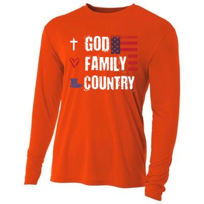 God Family Country Patriotic Veteran Soldier Memorial Day Gift Cooling Performance Long Sleeve Crew