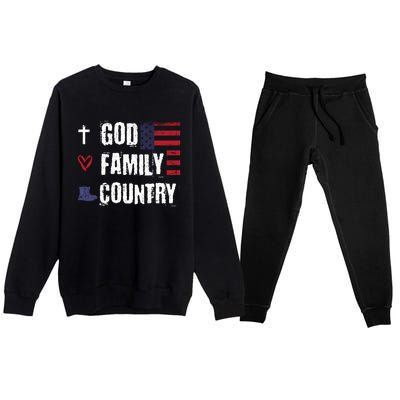 God Family Country Patriotic Veteran Soldier Memorial Day Gift Premium Crewneck Sweatsuit Set