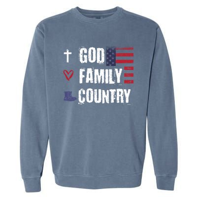 God Family Country Patriotic Veteran Soldier Memorial Day Gift Garment-Dyed Sweatshirt