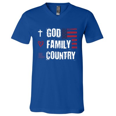 God Family Country Patriotic Veteran Soldier Memorial Day Gift V-Neck T-Shirt