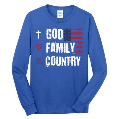 God Family Country Patriotic Veteran Soldier Memorial Day Gift Tall Long Sleeve T-Shirt