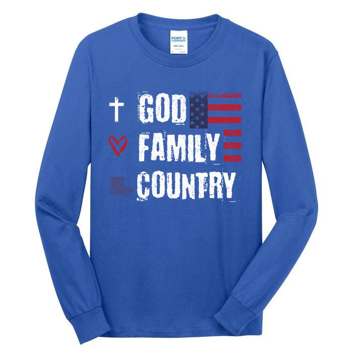 God Family Country Patriotic Veteran Soldier Memorial Day Gift Tall Long Sleeve T-Shirt