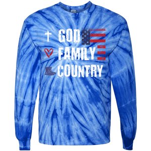 God Family Country Patriotic Veteran Soldier Memorial Day Gift Tie-Dye Long Sleeve Shirt