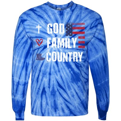 God Family Country Patriotic Veteran Soldier Memorial Day Gift Tie-Dye Long Sleeve Shirt