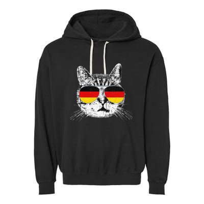 German Flag Cat Heritage Pride Germany Oktoberfest Garment-Dyed Fleece Hoodie