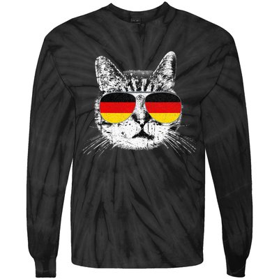 German Flag Cat Heritage Pride Germany Oktoberfest Tie-Dye Long Sleeve Shirt