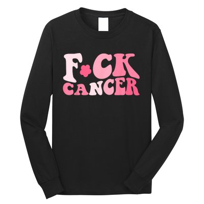 Groovy Fuck Cancer All Breast Cancer Awareness Long Sleeve Shirt