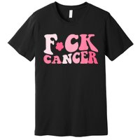 Groovy Fuck Cancer All Breast Cancer Awareness Premium T-Shirt