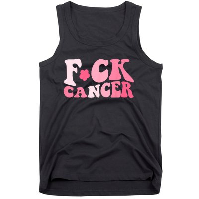 Groovy Fuck Cancer All Breast Cancer Awareness Tank Top