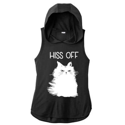 Gifts For Cat Lovers Women Men Funny Meow Cat Hiss Off Ladies PosiCharge Tri-Blend Wicking Draft Hoodie Tank