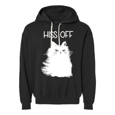 Gifts For Cat Lovers Women Men Funny Meow Cat Hiss Off Garment-Dyed Fleece Hoodie