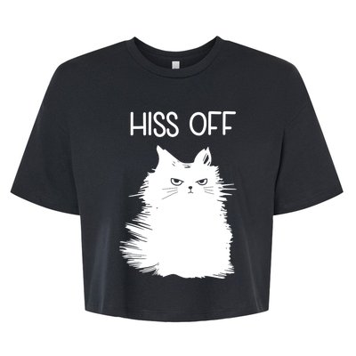 Gifts For Cat Lovers Women Men Funny Meow Cat Hiss Off Bella+Canvas Jersey Crop Tee