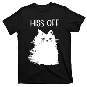 Gifts For Cat Lovers Women Men Funny Meow Cat Hiss Off T-Shirt