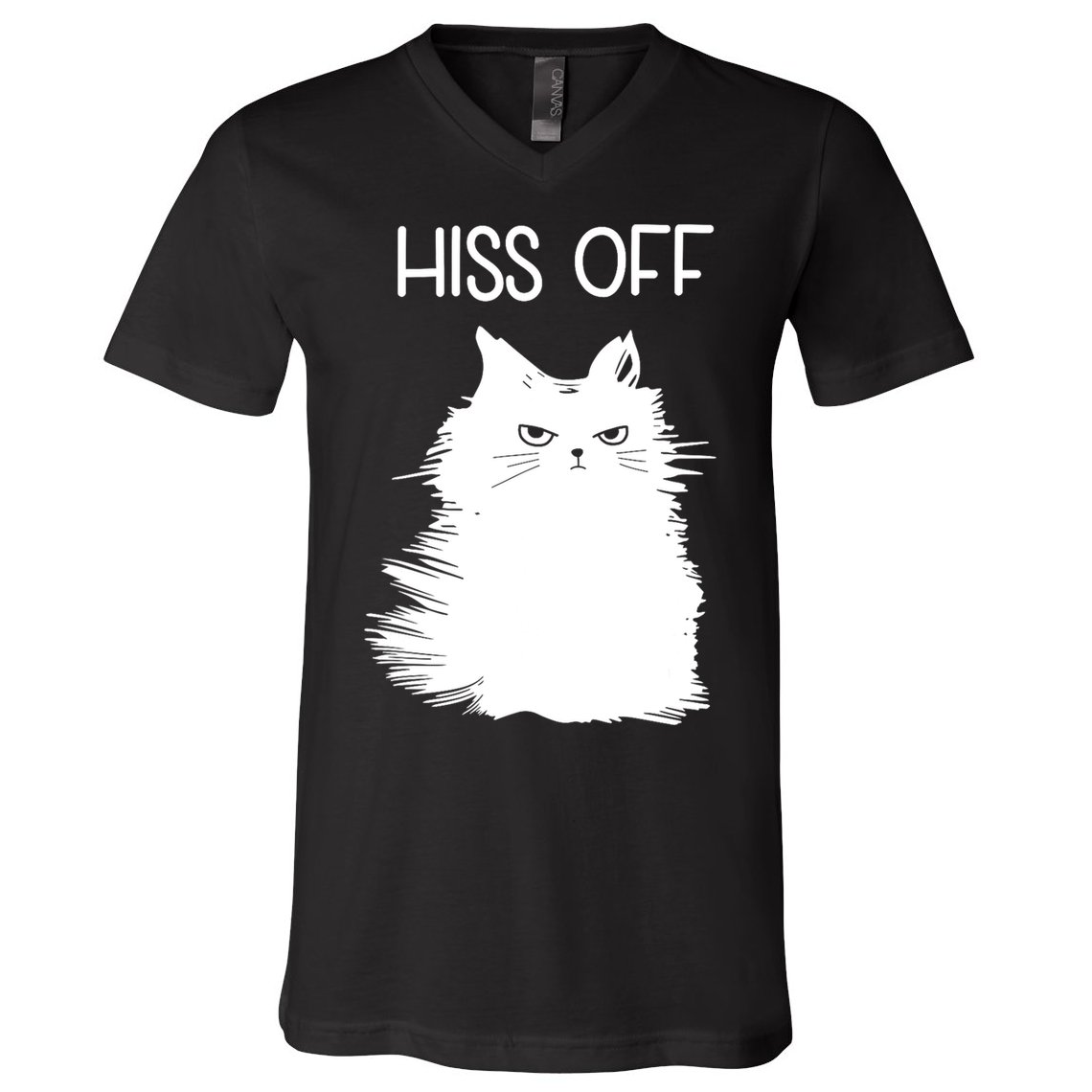 Gifts For Cat Lovers Women Men Funny Meow Cat Hiss Off V-Neck T-Shirt
