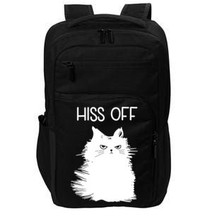 Gifts For Cat Lovers Women Men Funny Meow Cat Hiss Off Impact Tech Backpack