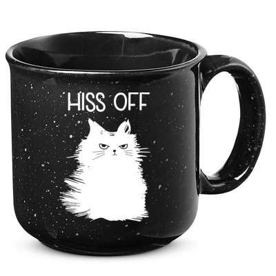 Gifts For Cat Lovers Women Men Funny Meow Cat Hiss Off 15oz Campfire Ceramic Mug