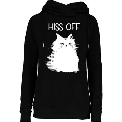 Gifts For Cat Lovers Women Men Funny Meow Cat Hiss Off Womens Funnel Neck Pullover Hood