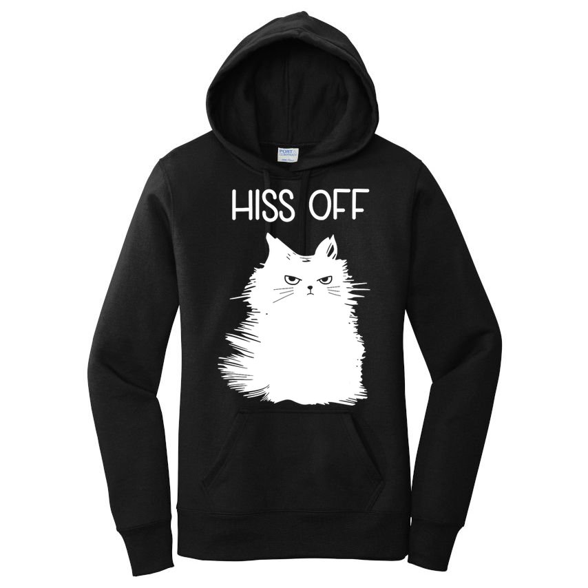 Gifts For Cat Lovers Women Men Funny Meow Cat Hiss Off Women's Pullover Hoodie