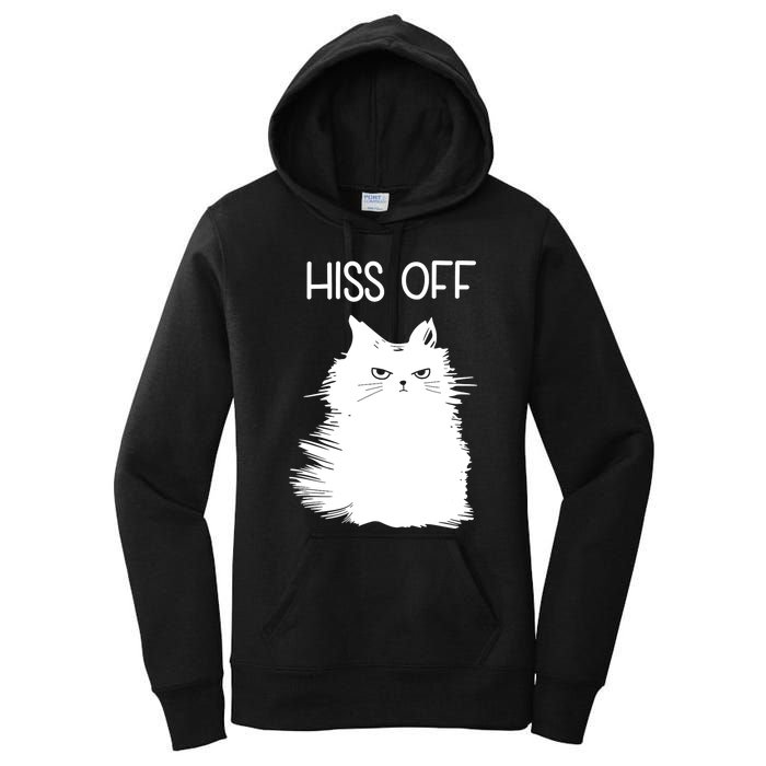 Gifts For Cat Lovers Women Men Funny Meow Cat Hiss Off Women's Pullover Hoodie