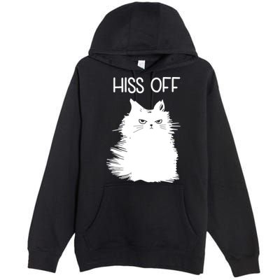 Gifts For Cat Lovers Women Men Funny Meow Cat Hiss Off Premium Pullover Hoodie