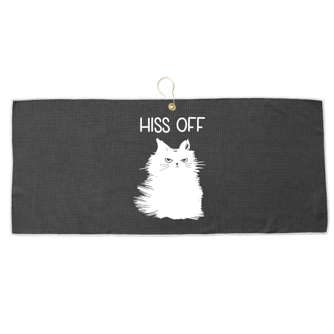 Gifts For Cat Lovers Women Men Funny Meow Cat Hiss Off Large Microfiber Waffle Golf Towel