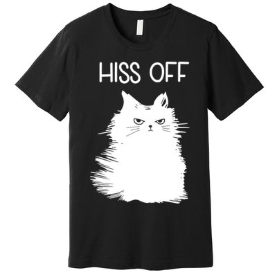 Gifts For Cat Lovers Women Men Funny Meow Cat Hiss Off Premium T-Shirt