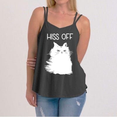 Gifts For Cat Lovers Women Men Funny Meow Cat Hiss Off Women's Strappy Tank