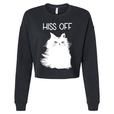 Gifts For Cat Lovers Women Men Funny Meow Cat Hiss Off Cropped Pullover Crew